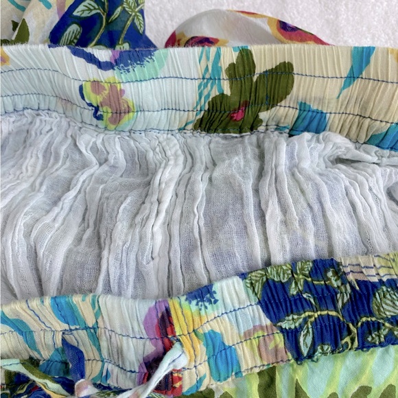 Colorful Patchwork Print Boho Floral Tiered Elastic Waist Festival Maxi Skirt M - Picture 4 of 15